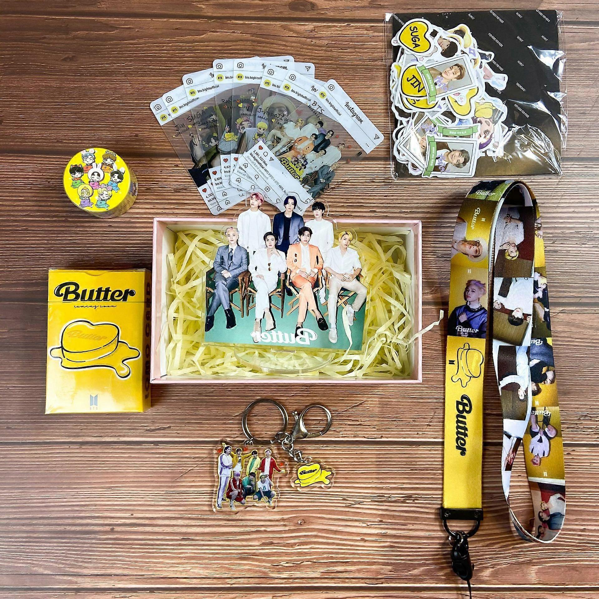 BTS new song Butter surrounding support gift package postcard lanyard keychain sticker gift box set