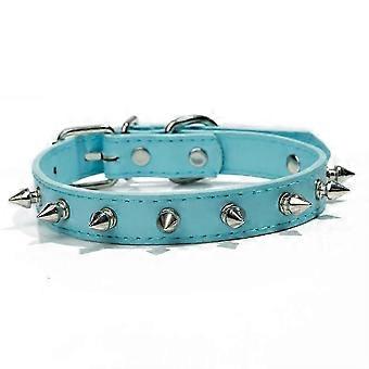 Dog Collar For Small Breed Dogs Row Studded Pet Collar Anti-bite Neck Strap For Puppies Adjustable Cat Collar XL sky blue