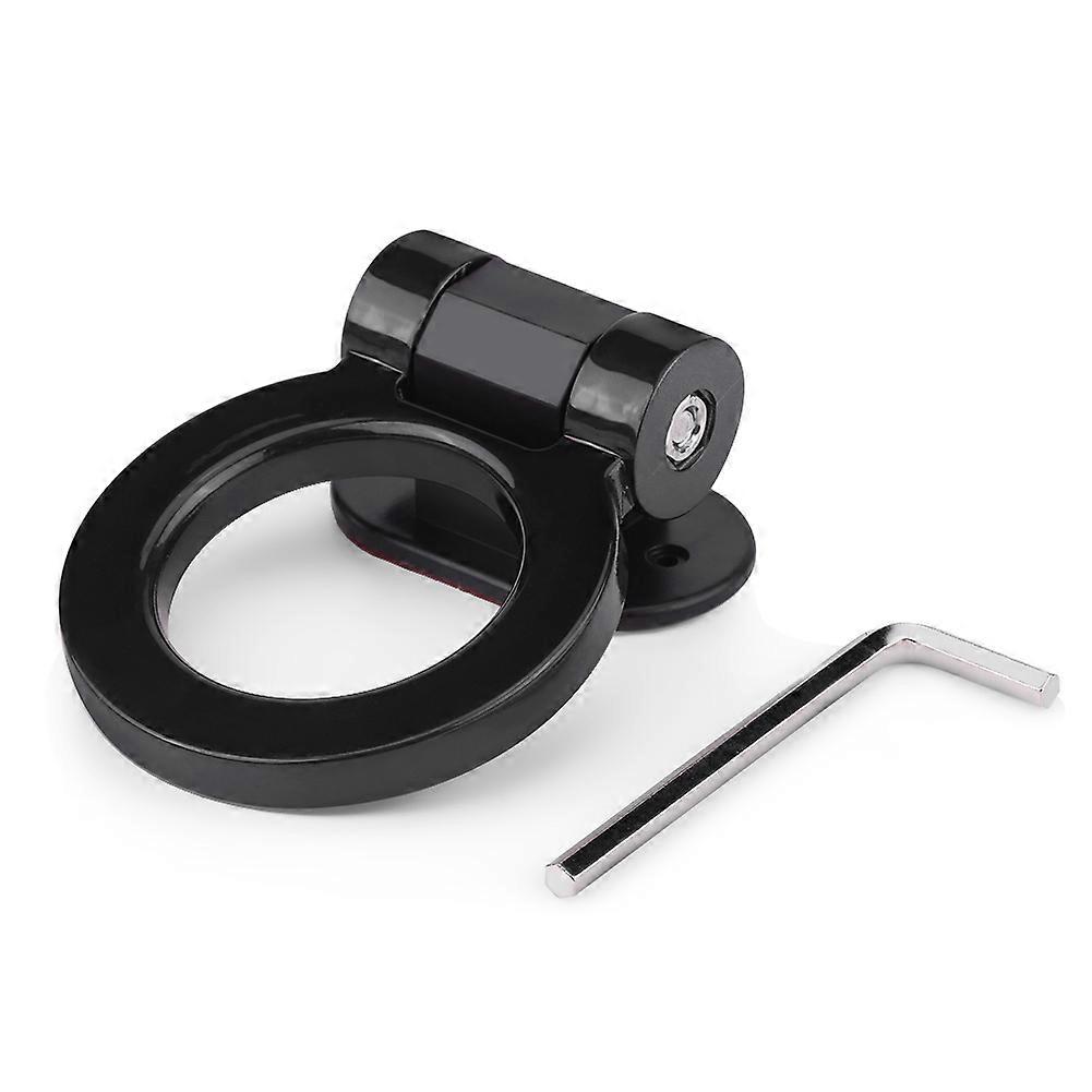 Car Modified Adhesive Traction Round Ring Towing Bars Trailer Hook Decoration (Black）