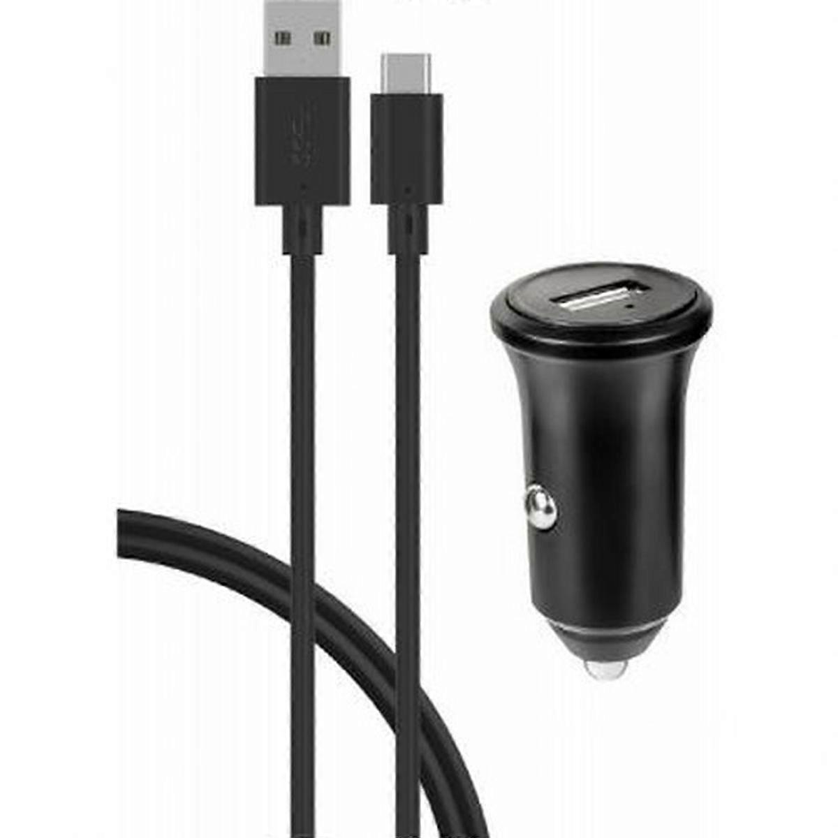 USB A Araç Şarj Cihazı 3A FastCharge USB A/USB C Kablosu, Siyah