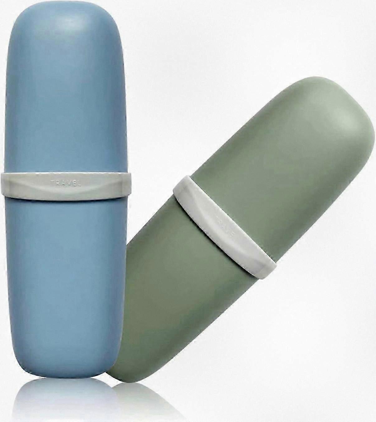 2pcs Portable Toothbrush Holder with Strap, Travel-Friendly Dental Case for On-the-Go Oral Care.