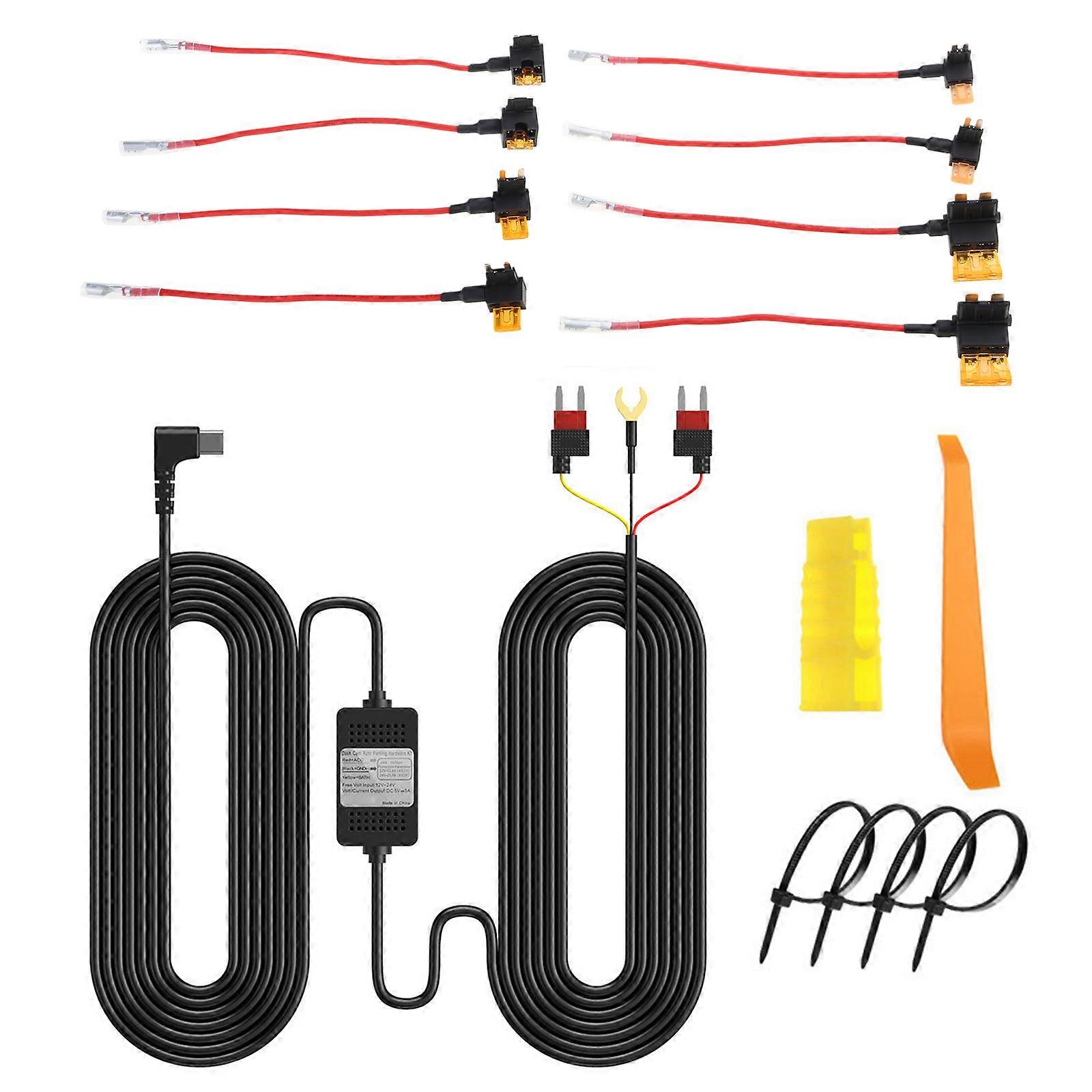 DashCam Hardwire Kit for Dashcam with USB C Power Port 24Hour Monitoring Efficient Car Setups for Dashcam Power Cord