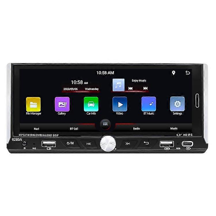 6280A 6,9 pouces Android 13.0 Single Din Car MP5 Player CarPlay Android Auto Radio FM, 2+64G