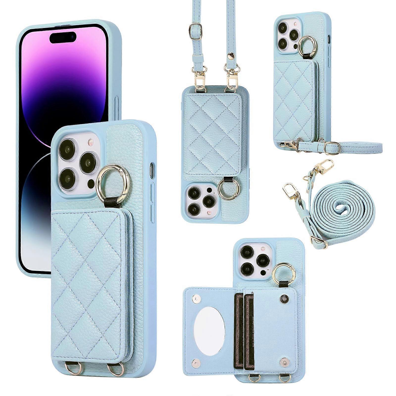 Wallet for iPhone 13 Pro Max Case with Adjustable Lanyard Strap Credit Card Holder