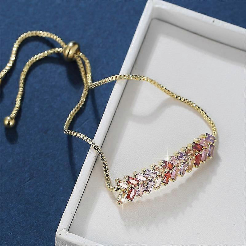 Fashion Temperament Ruicai Color Zircon Bracelet Female Beautiful All-Match Street Racket Bracelet