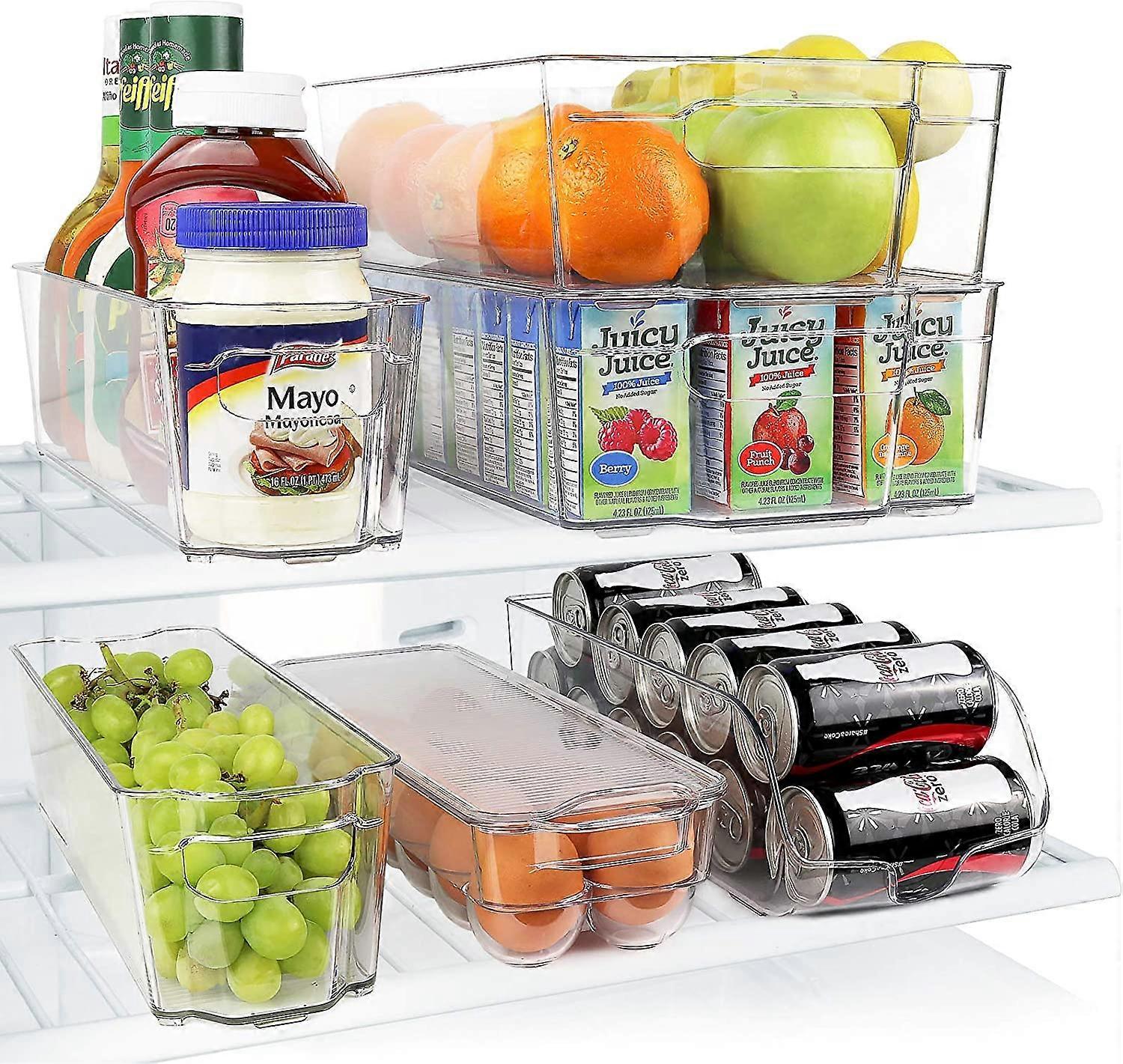 Refrigerator Organizers and Storage - Clean Refrigerator Organizer Set, Easy Flu Handles - 6 Sets