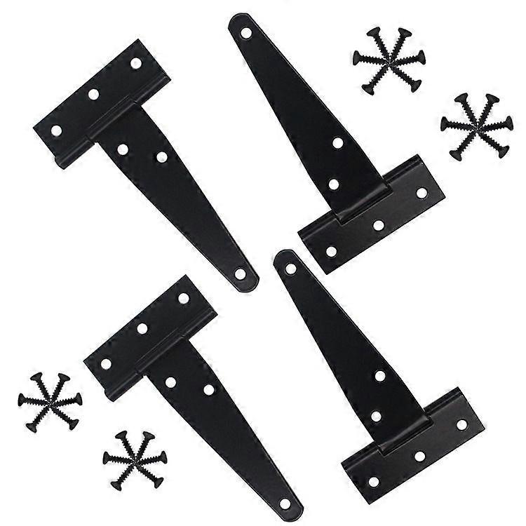 8 Pack Garden Shed T-Hinge Black 4.75" Heavy Duty Forged Steel Won't Rust