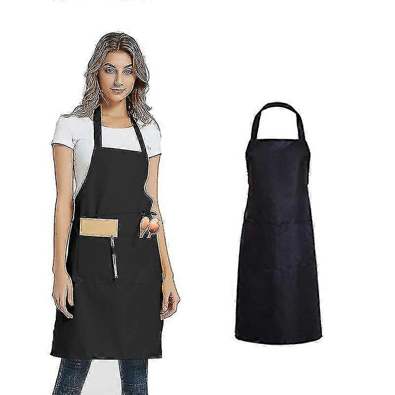 1 Pack Solid Bib Aprons With 2 Pockets