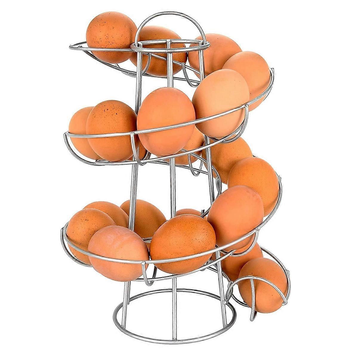 Spiral egg dispenser, metal rack, egg storage organizer, display stand, kitchen countertop basket