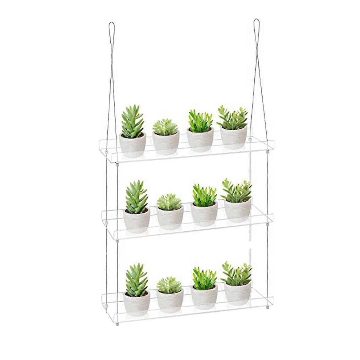 3-Tier Window Plant Shelves 16 Inch, Acrylic Hanging Floating Shelf