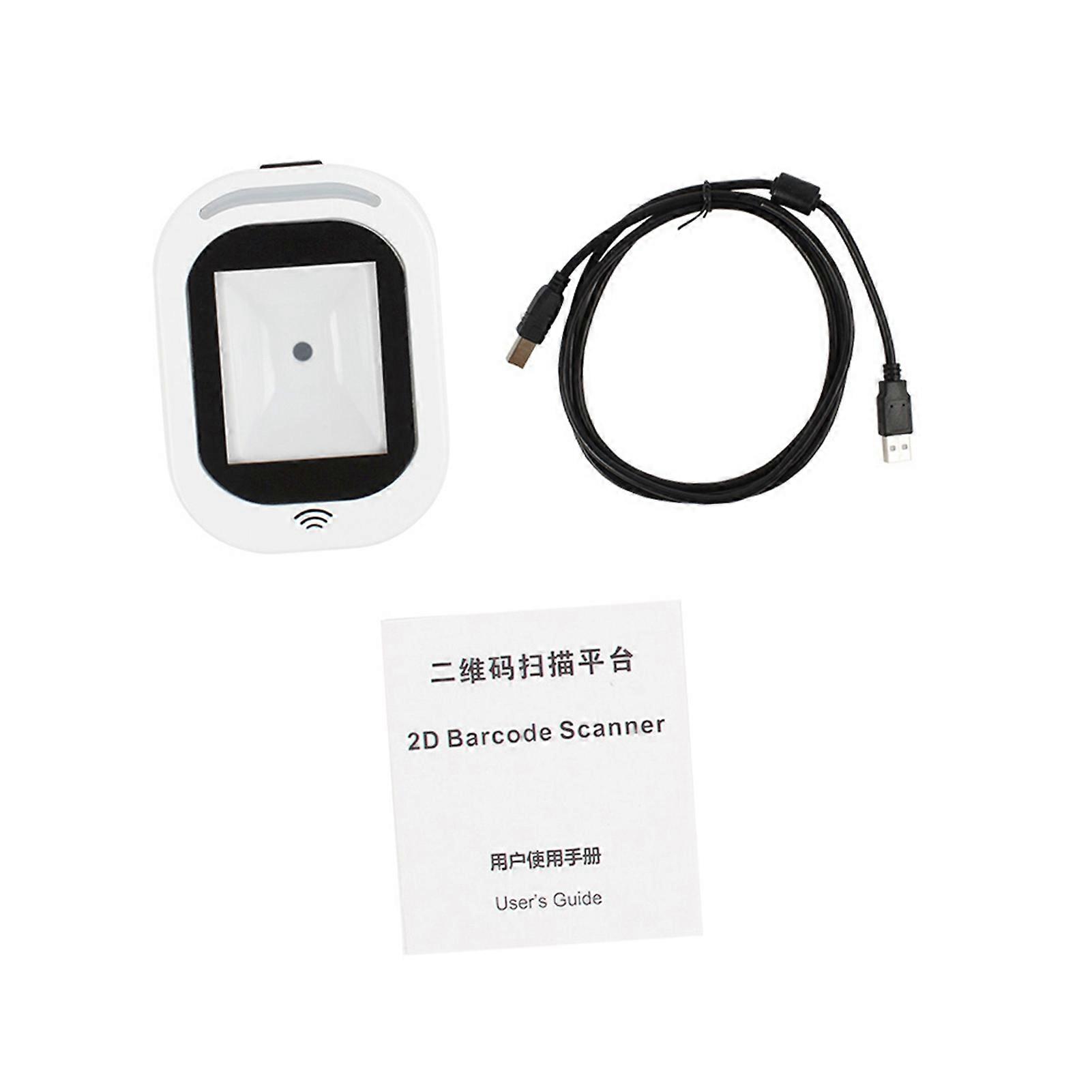 Wired Barcode Scanner USB Versatile Scanning Scan QR Code 1D 2D Code Reader for Supermarkets Stores White