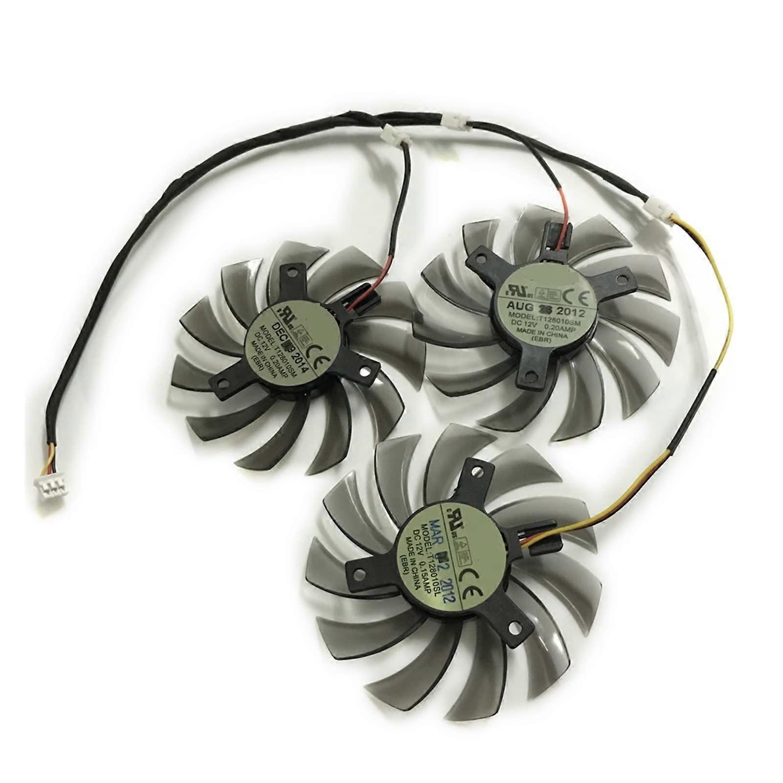 R9 270X GPU Fan 3-Pin 3-Piece Set T128010SM/PLD08010S12H For Gigabyte GV-R787OC-2GD GV-R787WF3 GV-R927XOC