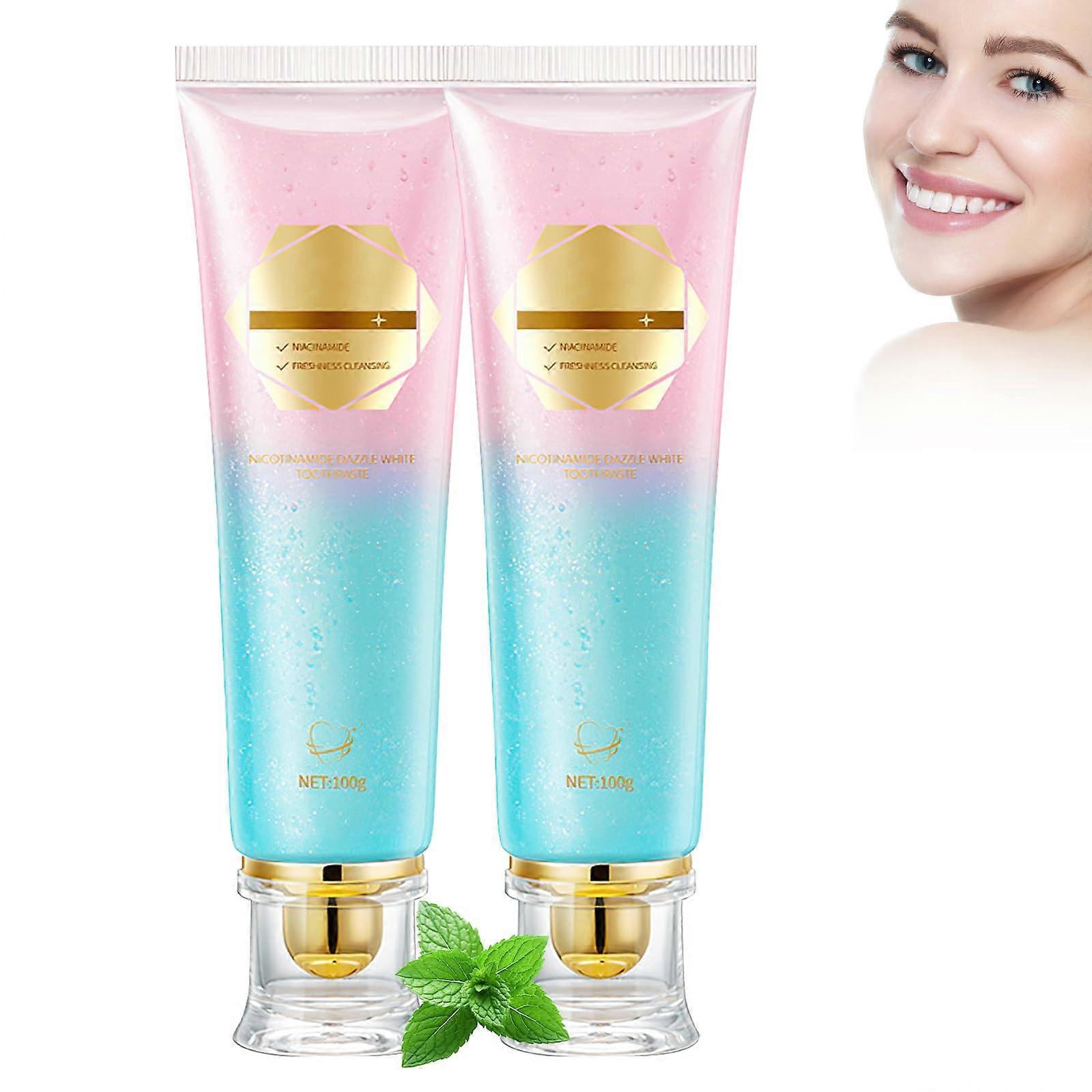 2Pcs Acssart Radiant Whitening Toothpaste, Niacinamide Intensive White Toothpastes