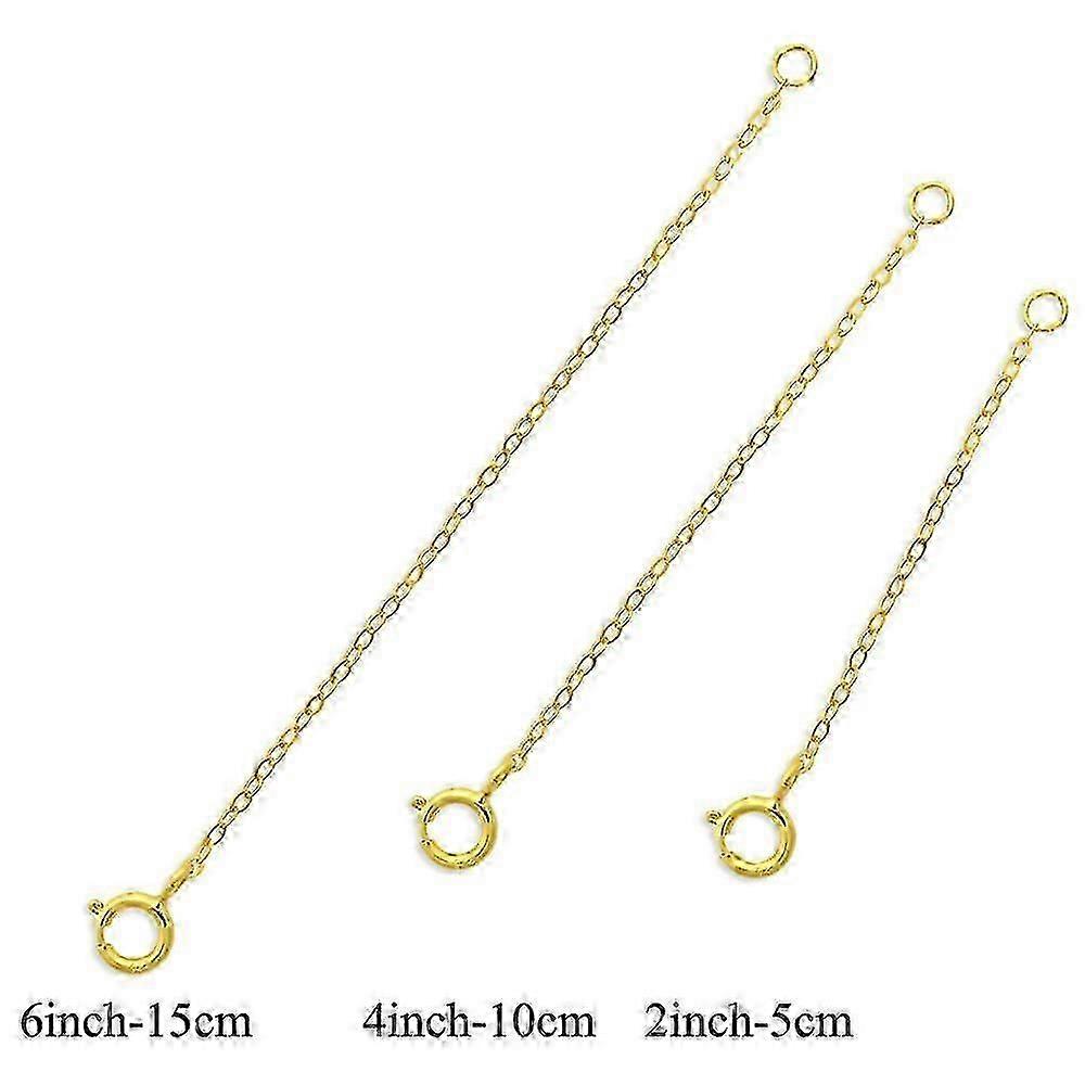 per estensori di collane d'oro 14k catena di estensione placcata in oro 925 estensore di estensione in argento sterling estensore estensori di catena d'oro per collane, 3 pz