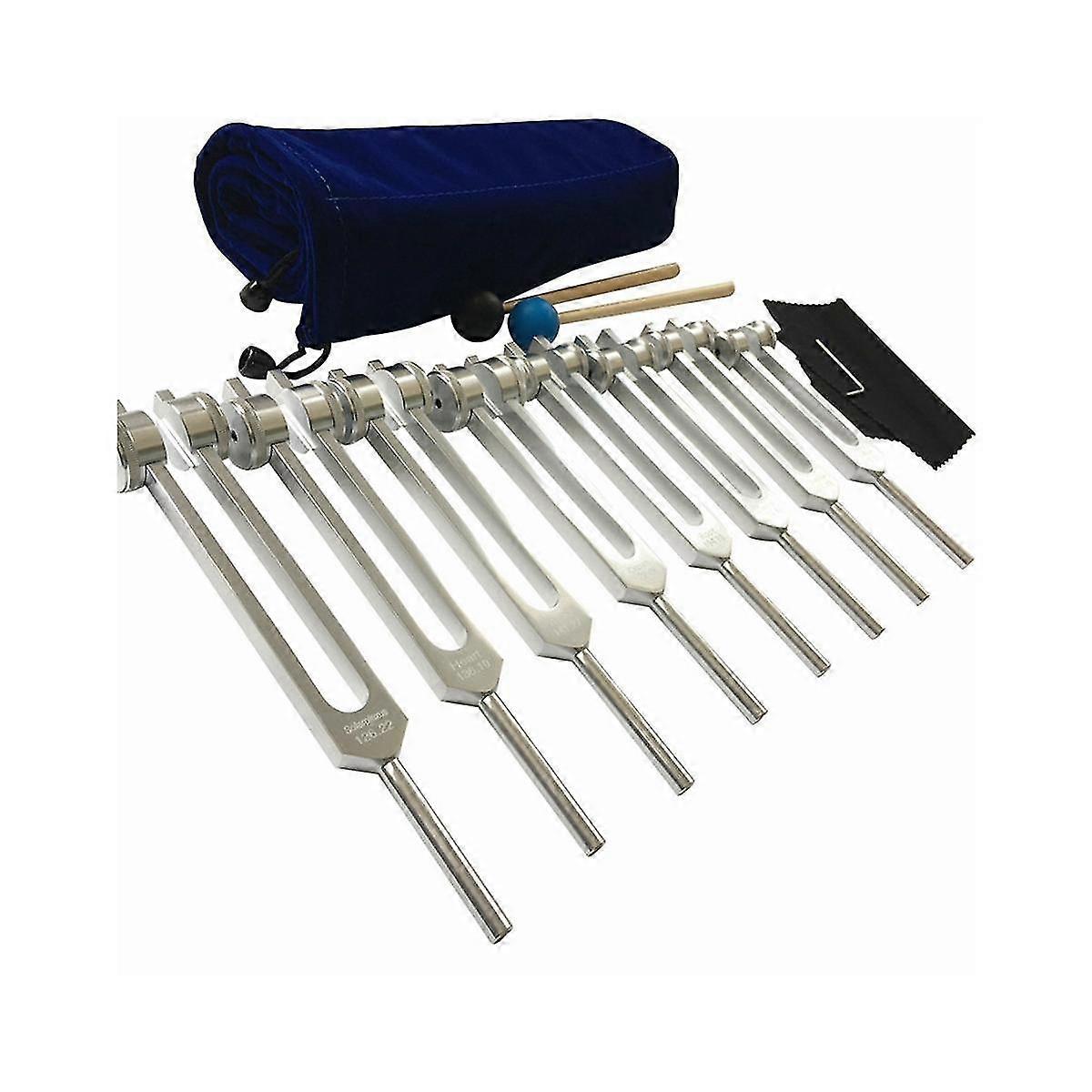 Chakra Tuning Fork Set for Healing, 8 Pieces Silver Chakra Tuning Fork for Meditation-JC