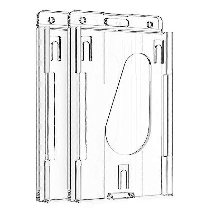 2PCS Vertical Hard Plastic Badge Holder with Thumb Slot Design