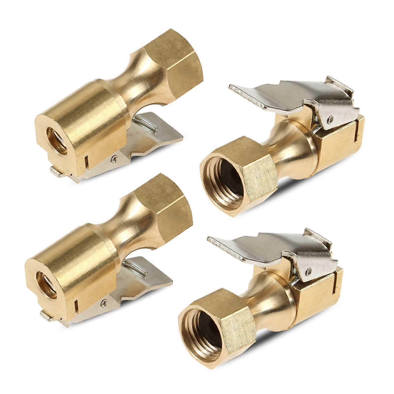 Air Chuck with Clips 1/4' Female NPT Closed Flow Air Chucks with Connector Fit for Tire Inflator Gauge Compressor Accessories 4 Pcs