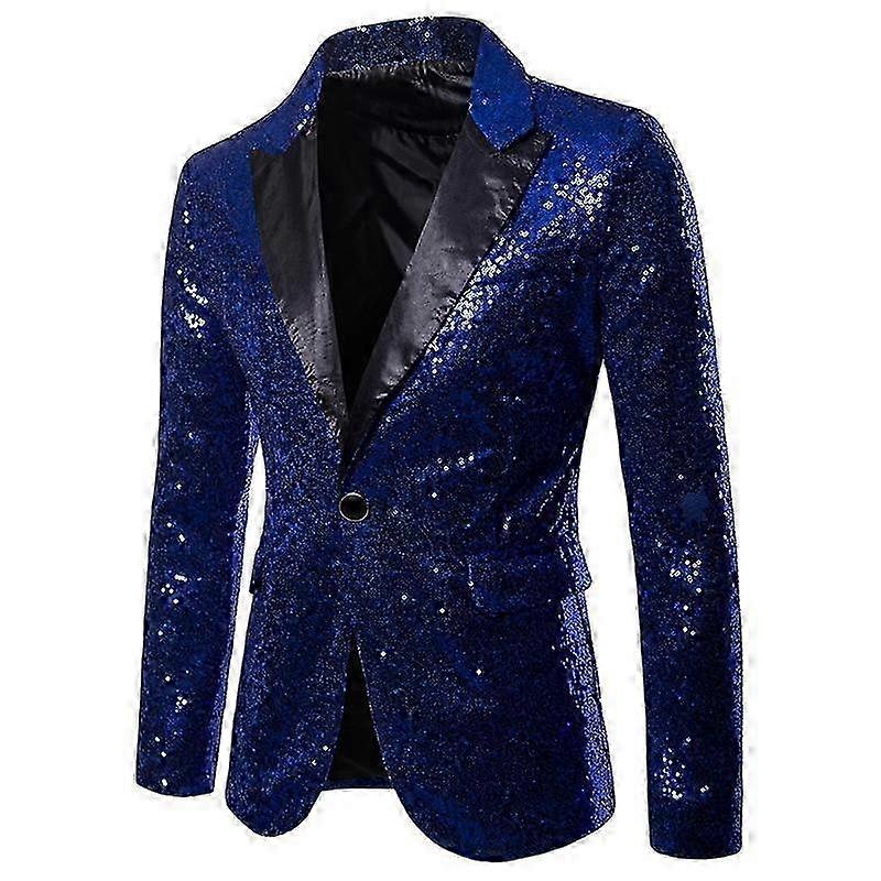 Men's Elegant Glitter Sequin Suit Jacket for Party and Wedding Stylish Gentleman's Blazer with Button-Up Design for Dance and Formal Events