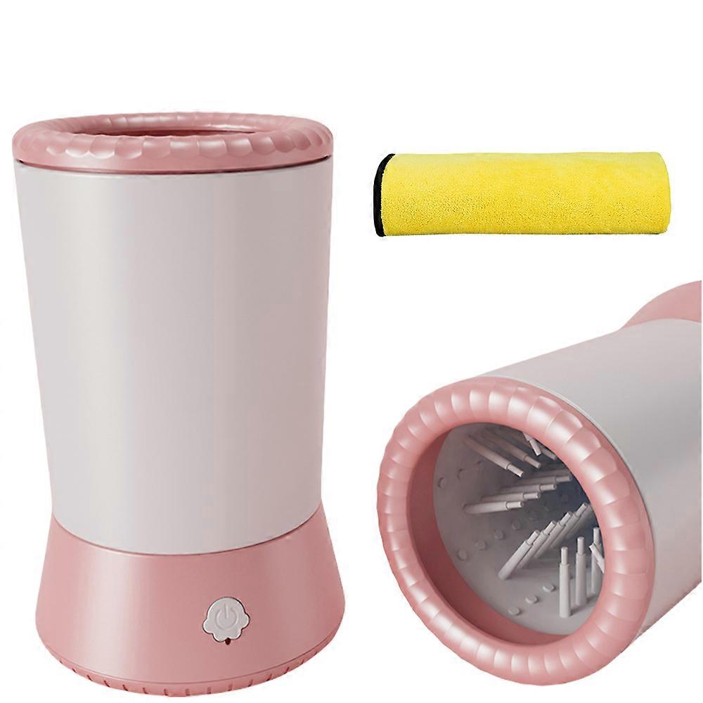 Automatic Dog and Cat Paw Cleaner Sanitizer, Battery Powered, 2 Speeds and Bidirectional Rotation, Soft Silicone Brush, Splash-Proof Cover, USB Rechar