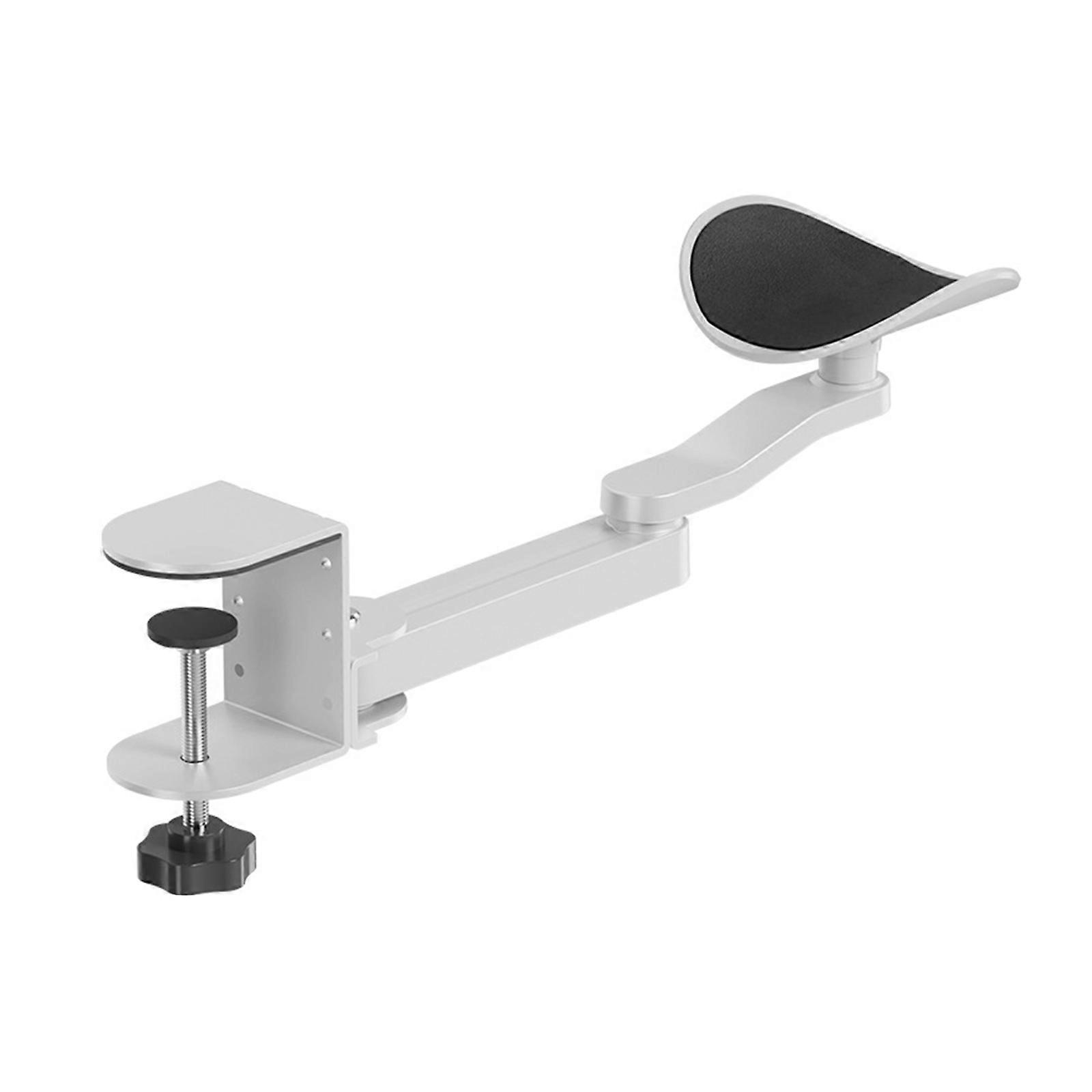 Practical Desk Mounted Armrest With Chain Link Rotation and Adjustable Height Accessory for Maximums Flexibility  White