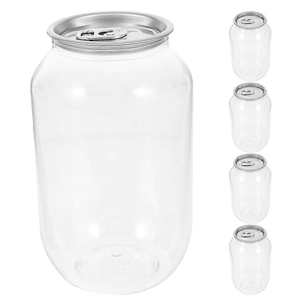 5PCS Empty Plastic Juice Bottles with Caps Reusable Water Bottles Clear Drink Containers with Lids for Juicing Drinking and Beverages