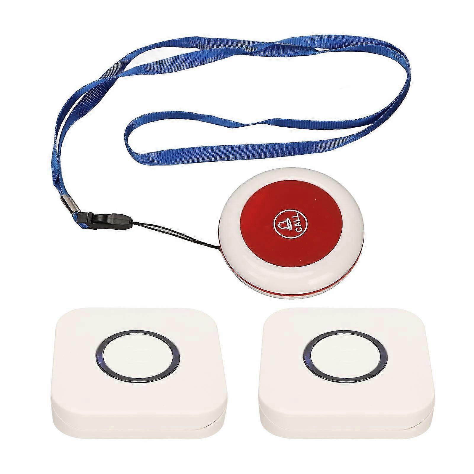 Wireless Caregiver Pager 2 for 1 Long Distance Transmission 4 Level Volume SOS Call Button for Elderly Patient 100?240V EU Plug