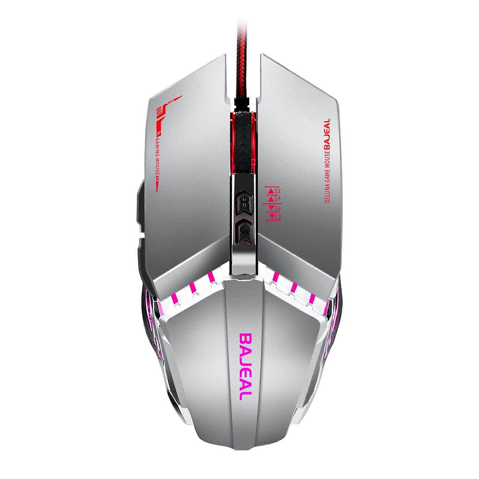 Mechanical Wired Gaming Mouse RGB Backlit 3200DPI Mouse Lightweight USB Computer Mouse Gamer RGB Backlit Mouse  Silver