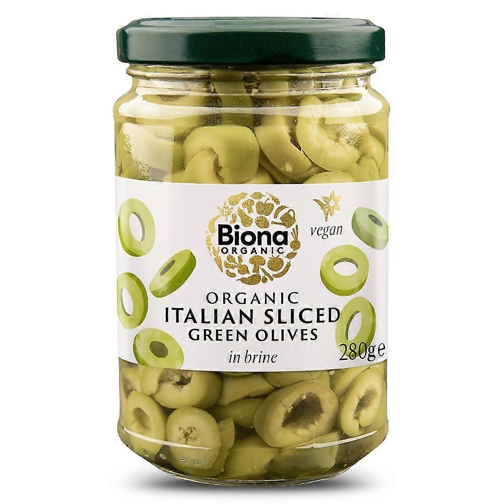 ビオナ イタリアン スライスグリーンオリーブ 塩水入り オーガニック 280g