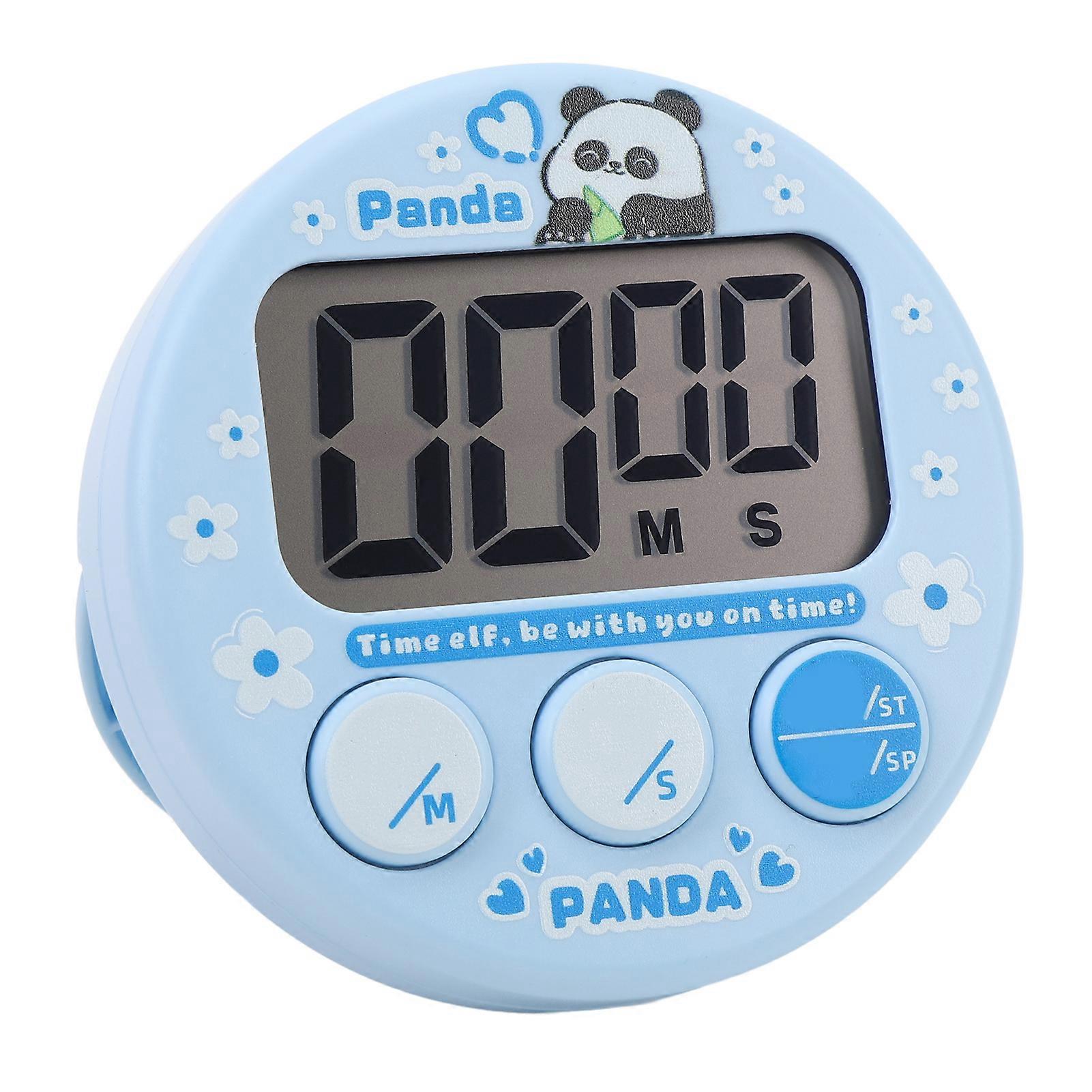 Digital Kitchen Timer LCD Display Compact Cartoon Electronic Magnetic Timer for Kids Blue 