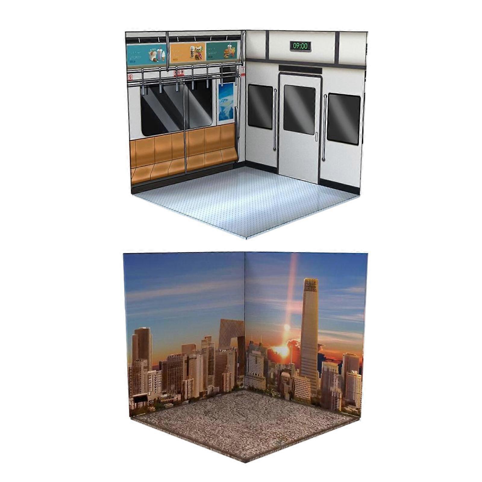 2Pcs 1/12 Scale Backdrop Scene Diorama Layout Background Storage for Action
