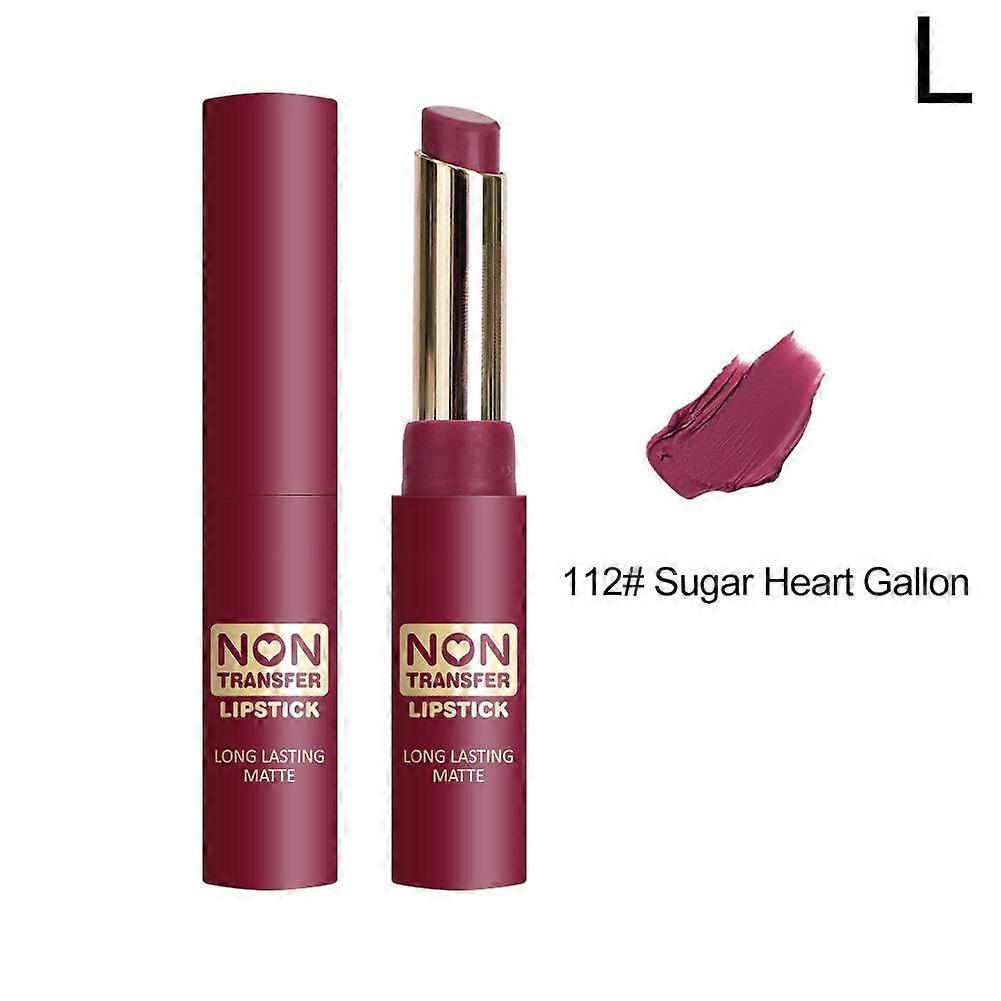 112# Sugar Heart Gallon (L)$ Honey Velvet Matte 12 Color Lipstick Lip Gloss Moisturizing Long-lasting Makeup Non-stick Cup Full Color