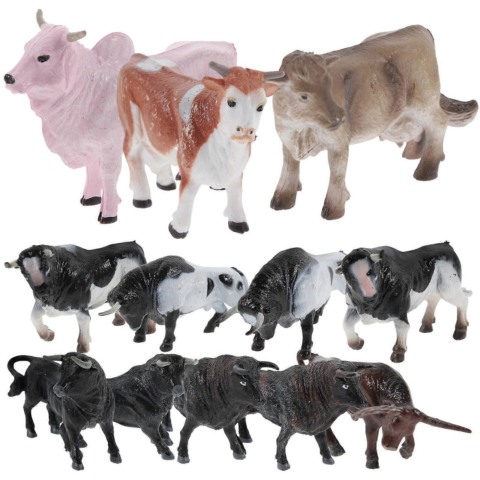12Pcs Adorable Cattle Figurine Crafts Kindergarten Lifelike Cattle Animal Model