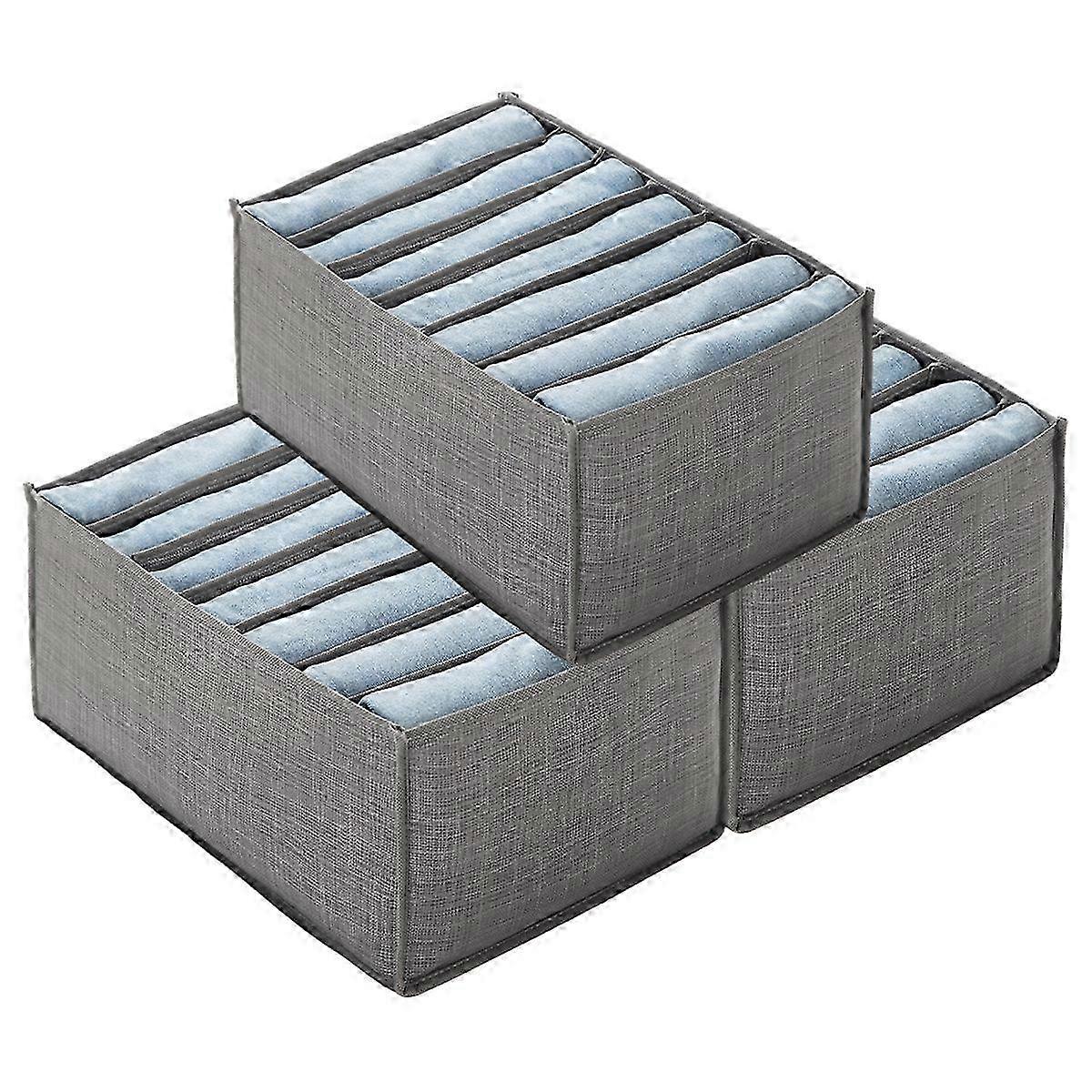 3パックの洗えるTシャツオーガナイザー、衣類用の7グリッド引き出し収納