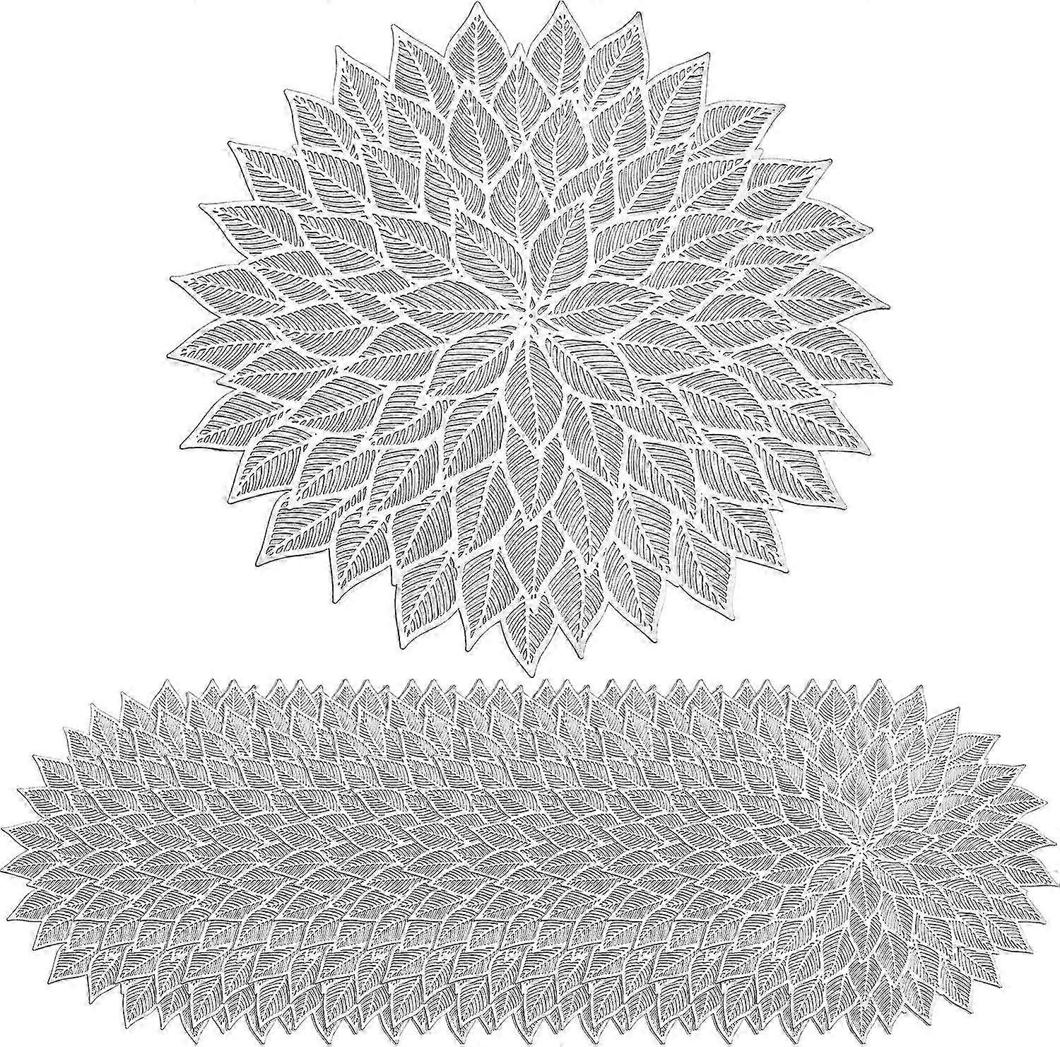 12 Pcs Round Metallic Vinyl Placemats Elegant Design