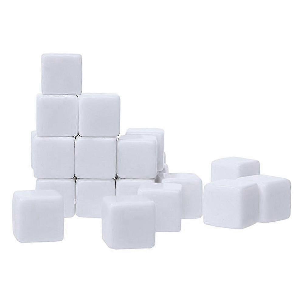 16mm White Acrylic Cubes for Math Counting, Alphabet Teaching Materials, Customizable Blank Tiles 48pcs