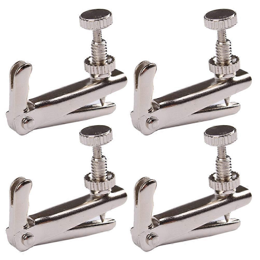 4pcs Silver Violin String Adjusters Metal Fine Tuning Adjusters for S Violins Precision Tuning, Easy Mounting, Non Discoloring Design