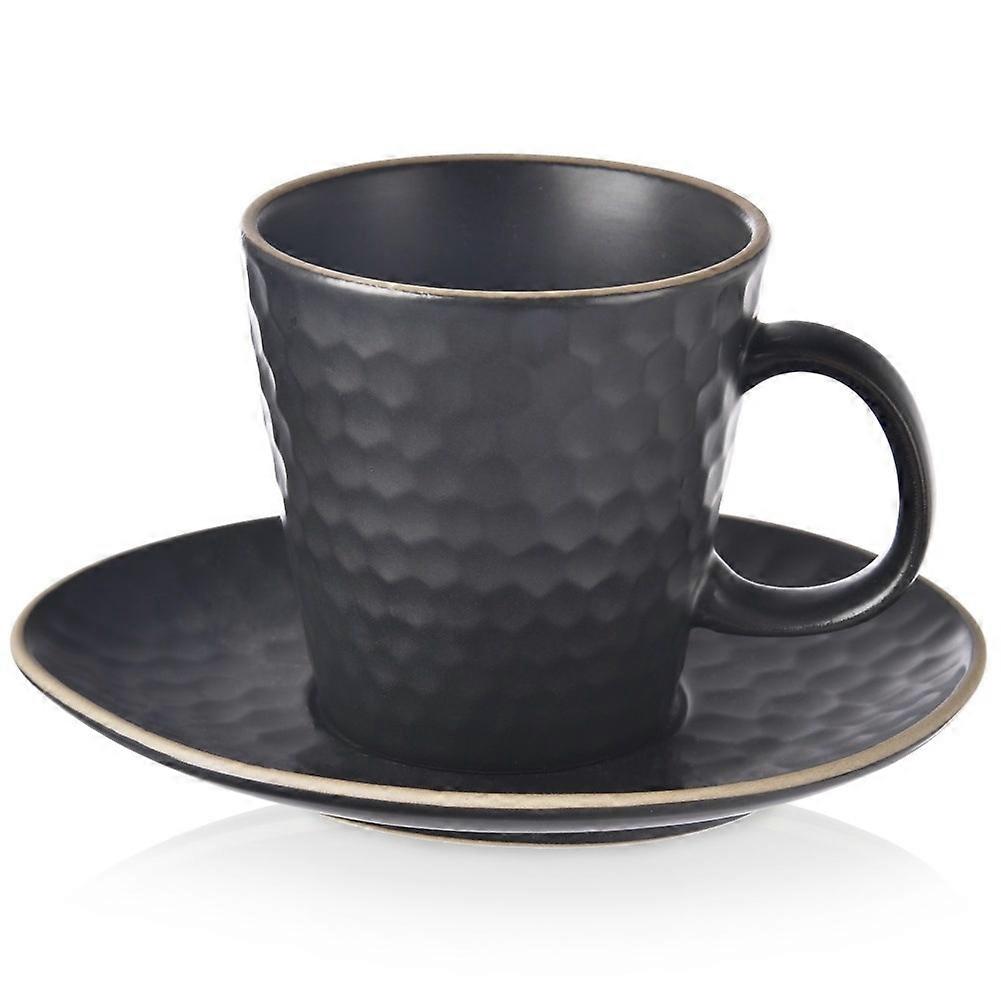 Ceramic cup with saucer black TEA TIME 235 ml