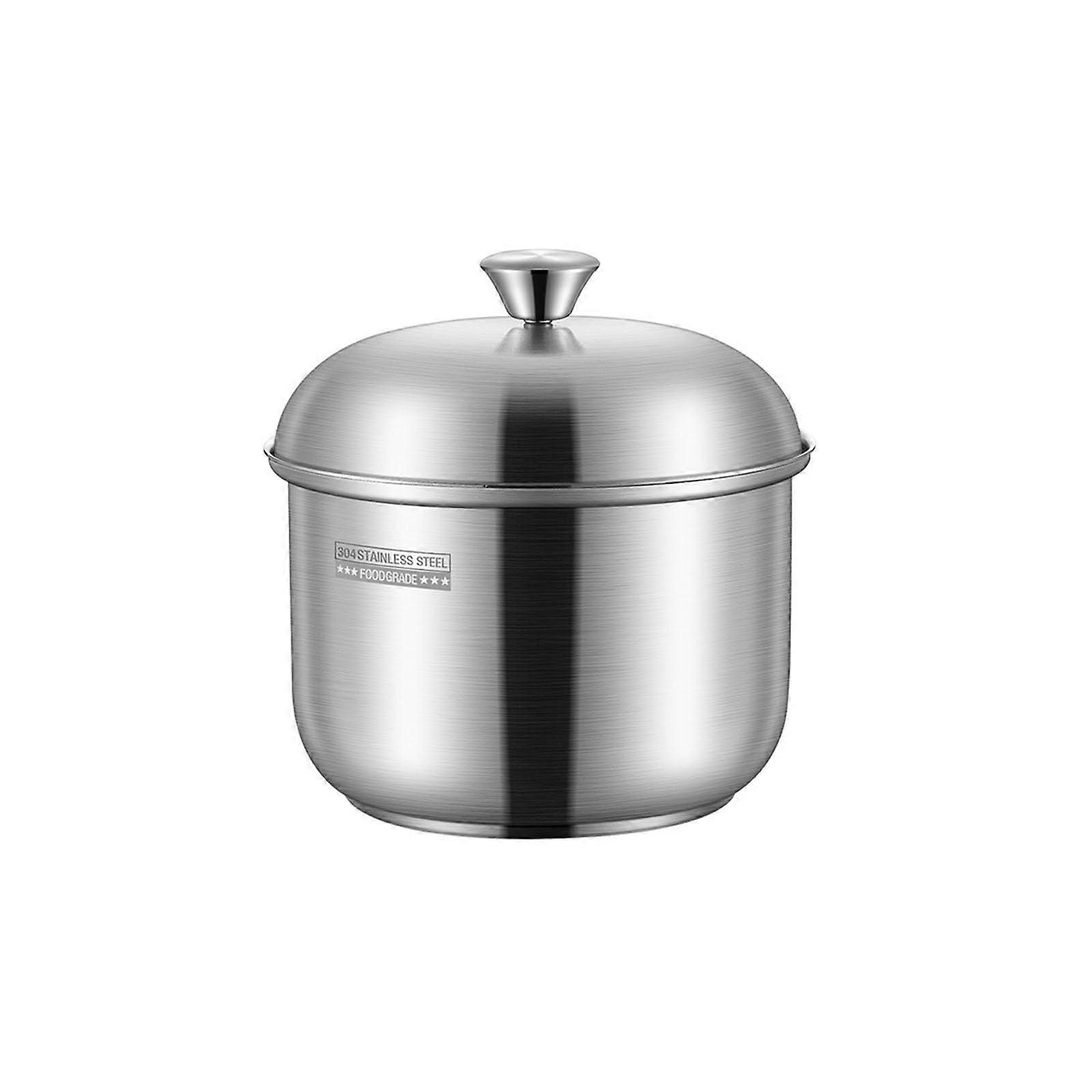 Steamed Egg Bowl, Stainless Steel Rice Bowl with Lid, Fruit Salad, Dessert, Soup Bowl, Puddings, Container, Kitchenware Silver 400 ml