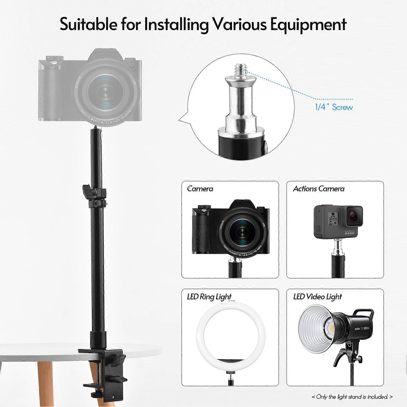 Adjustable Desk Mount Light Stand for Ring Lights, Cameras, and LED Video Lights