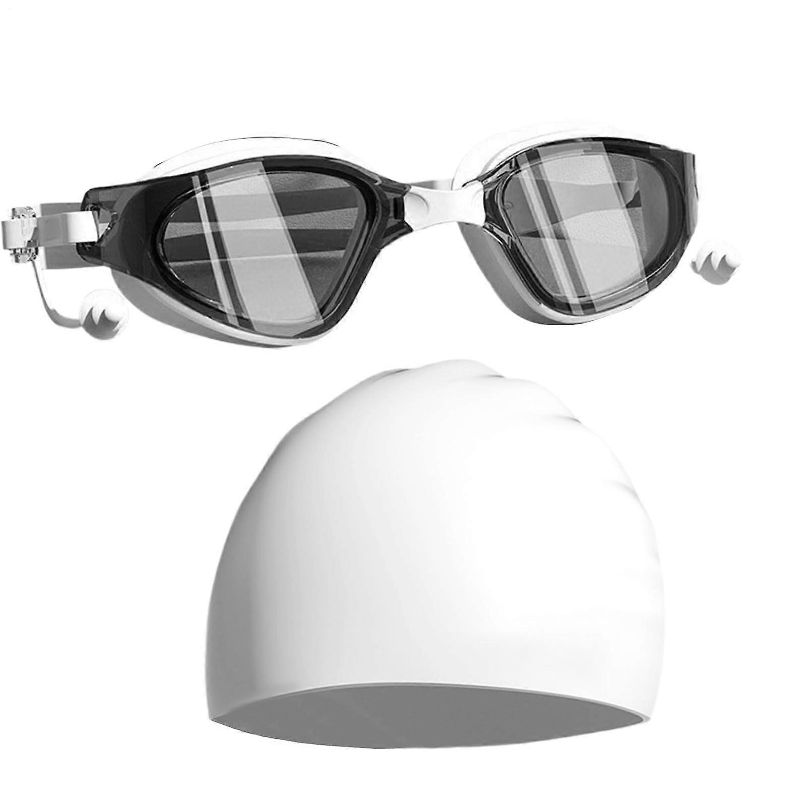 Water Goggles Anti-Fog Protective Goggles Set with HD Vision, Silicone Cap, Adjustable Strap, Anti-Scratch for Swimming and Skiing