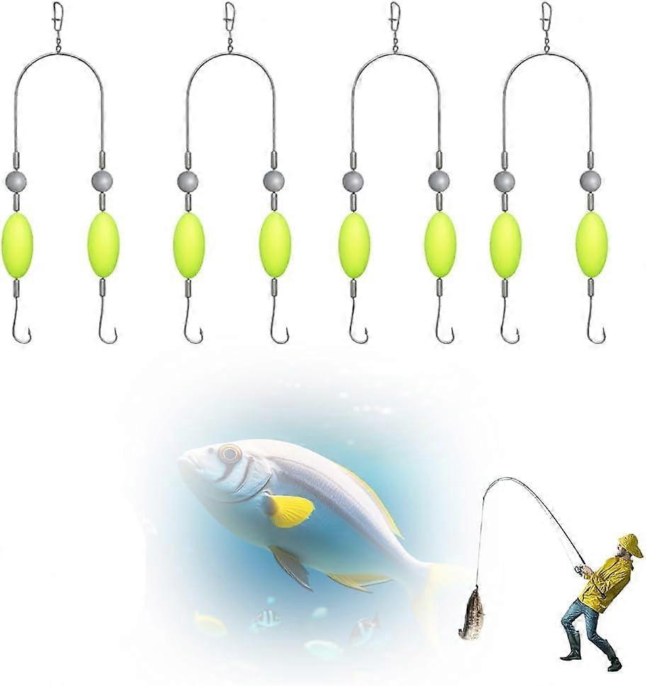 Double-Hook Reverse Bottom Rig for Carp Fishing, Anti-Tangle Hair Rigs with Steel Hooks & Split Rings, 2-Pack 8 Inch