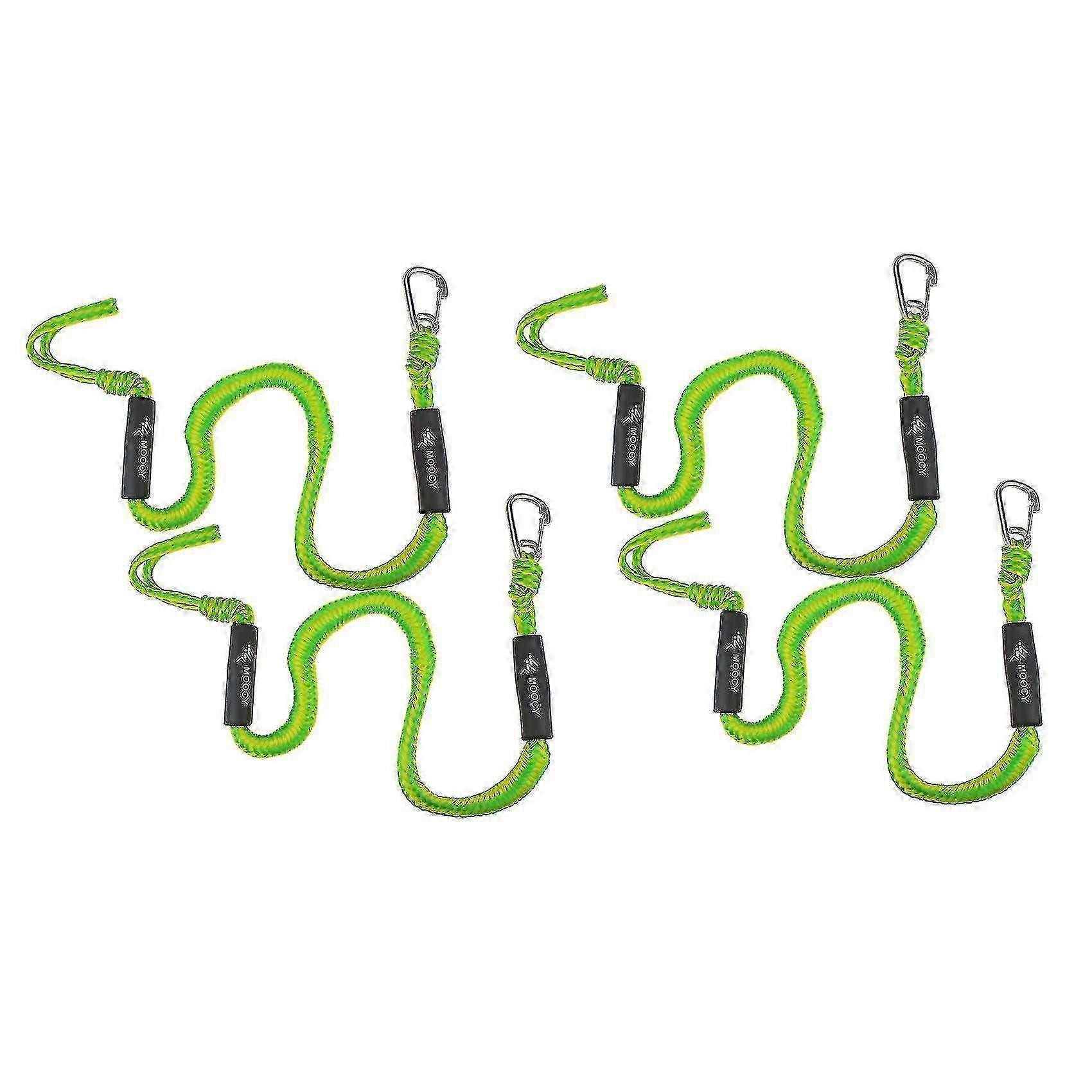 4-Pack Heavy Duty Bungee Dock Lines with Hooks, Elastic Mooring Rope for Boats, Pontoon, Jet Ski, Kayak