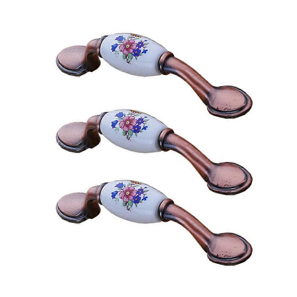 Ceramic Pull Knobs European Style Drawer Knobs Replacement for Interior Design 3Pcs