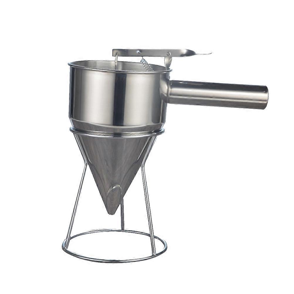 Drain Funnel Stainless Steel Batter Dispensing Octopus Balls Tools With Stand For Baking And Cooking 25.5x27x13cm Conical Shape 1Set