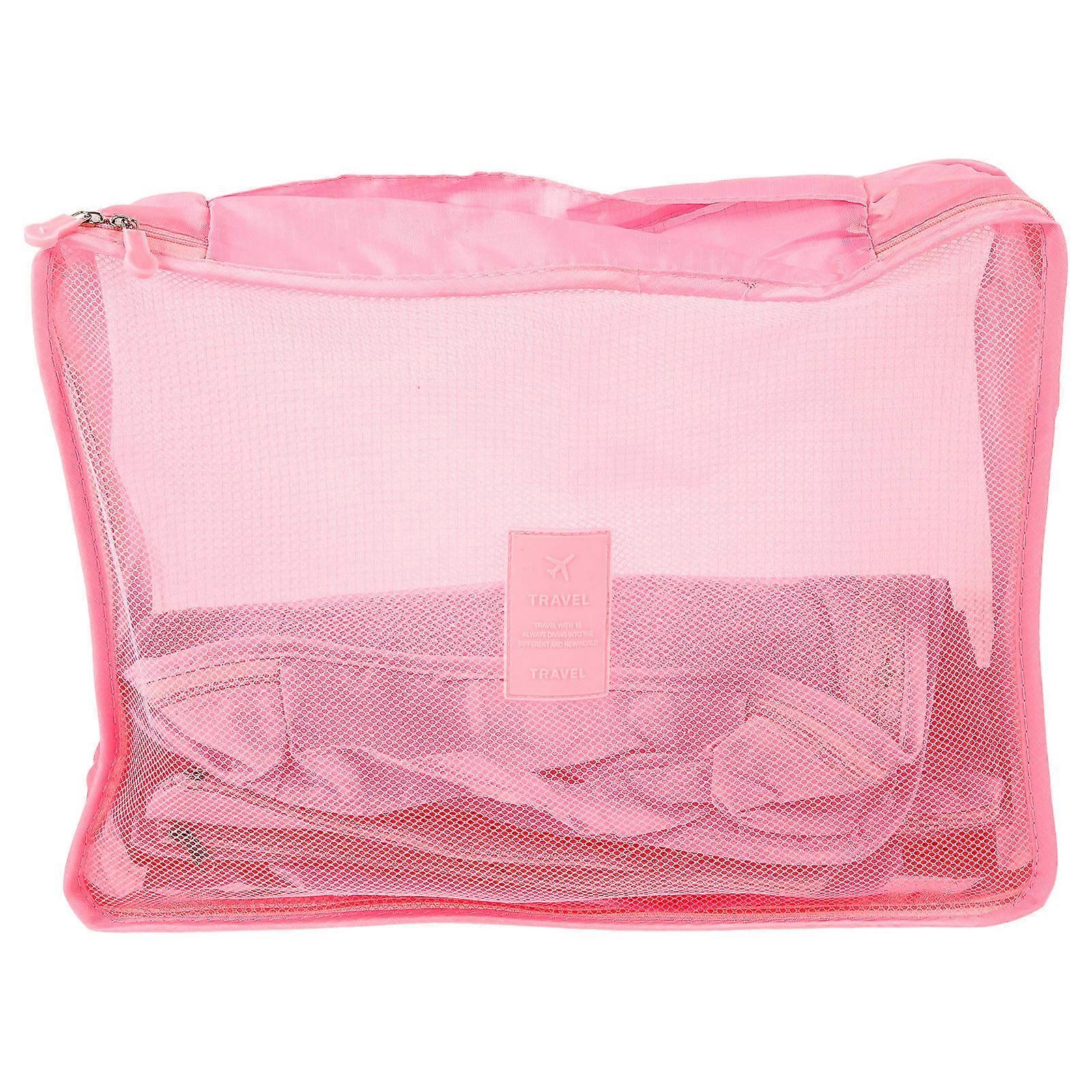 バッグオーガナイザーポーチ衣類アクセサリーを整理するための旅行収納ポーチ7個ピンクポリエステルシンプルスタイル