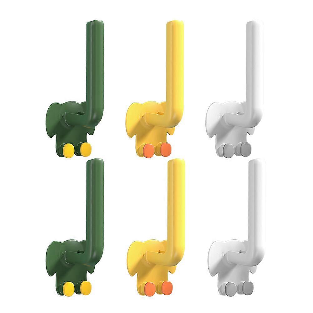 Cartoon Wall Hooks Adhesive and Wall Mounted Hook Clothes Hanger Multi-Functional Use Space-Saving White 6Pcs