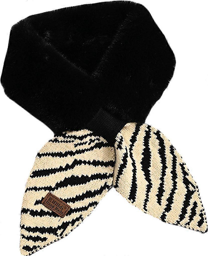Winter Scarf Bib Zebra Pattern Knit Cross Buckle Neck Warmer Thick Windproof