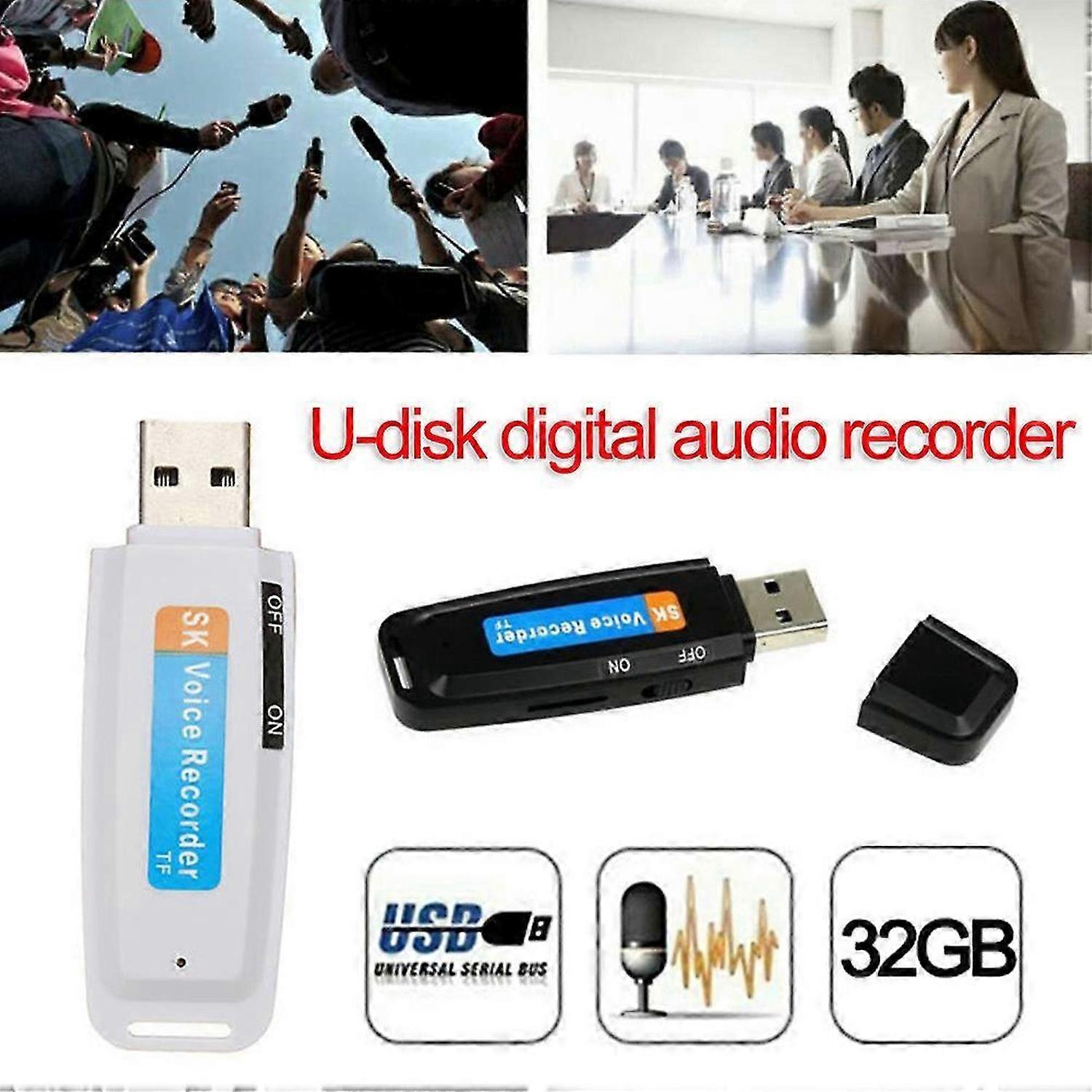 Mini U-Disk Registratore Audio Digitale USB 3.0 Unità Flash Supporto Massimo Scheda di Memoria 32GB Nero