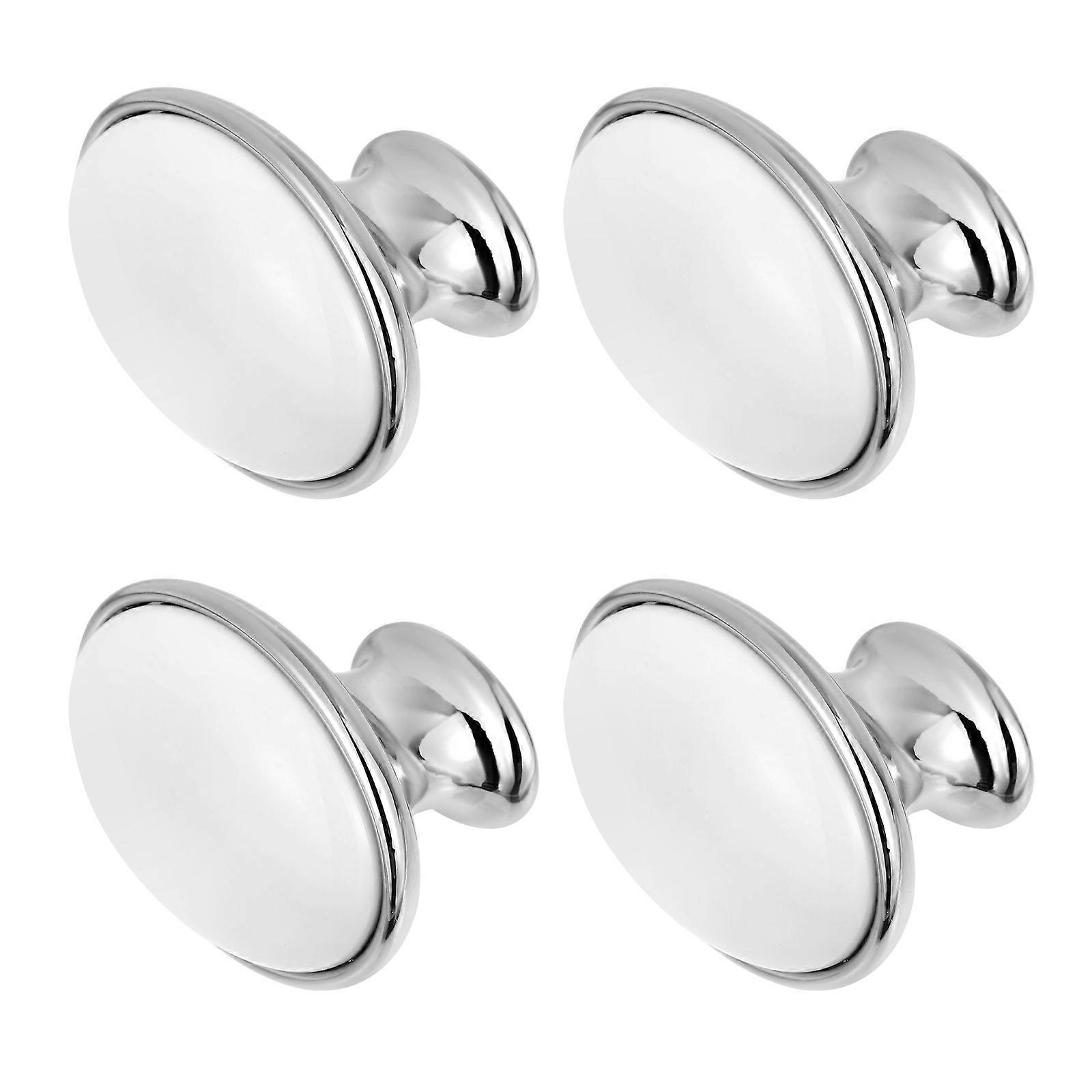 Alloy Wardrobe Door Handle Ellipse Shape Drawer Knobs Pull Handles Silver 4X3CM Furniture Handle 4Pcs