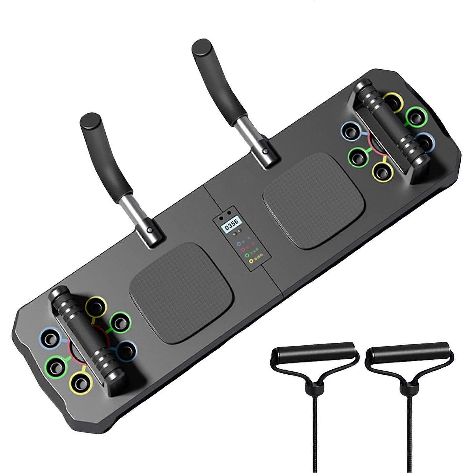 Plank Trainer with Timing Fitness Push Up Board Multifunctional Pilates Device Black